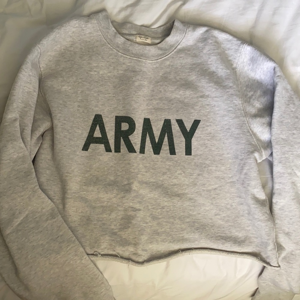 John Galt Cropped Army Sweatshirt